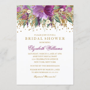 Convites Chuva de Glitter Floral Amethisto Bridal Shower