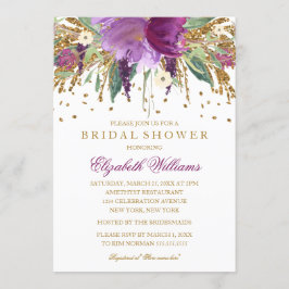 Convites Chuva de Glitter Floral Amethisto Brilhante para C