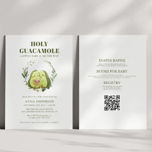 Convites Chuva de Guacamole Sagrado Código QR Baby Shower