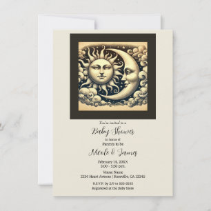 Convites Chuva de Ideias Celestial Vintage Sol & Lua Baby S