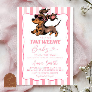 Convites Chuva de Ideias Listras Wiener Dog Girl Baby Showe