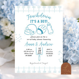 Convites Chuva de Ideias Menino Baby Shower Desenhado à Mão