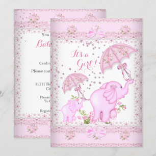 Convites Chuva de Ideias para Chá de Bebê Menina Elefante G