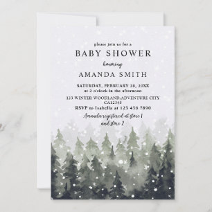 Convites Chuva de Inverno Floresta Nevada Baby Shower