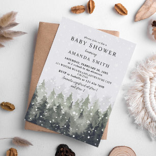 Convites Chuva de Inverno Floresta Nevada Baby Shower