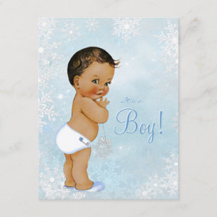 Convites Chuva de Inverno para Menino Étnico Baby Shower