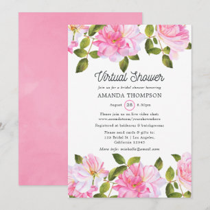 Convites Chuva de Jardim de Rosas Rosa Virtual