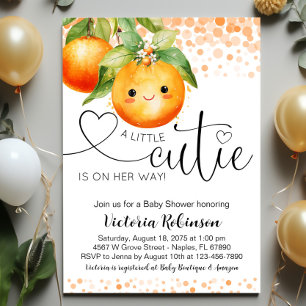 Convites Chuva de Laranja Little Cutie Baby Shower