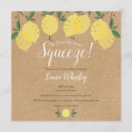 Convites Chuva de Lemons Rustic Square Chá de Noiva