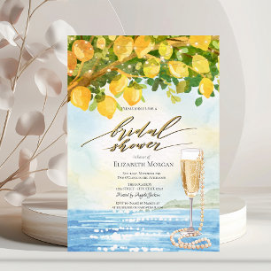 Convites Chuva de Lemons Sea Prosecco & Pérolas no Chá de N