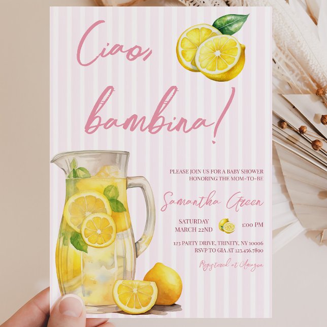 Convites Chuva de Limão Ciao Bambina para Chá de Bebê (Criador carregado)