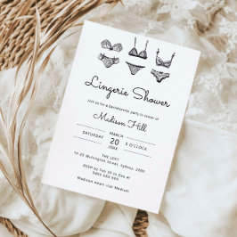 Convites Chuva de lingerie desenhada à mão minimalista