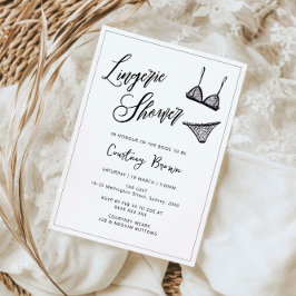 Convites Chuva de lingerie desenhada à mão minimalista