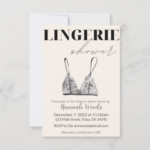 Convites Chuva de Lingerie em Aquarela Cinza