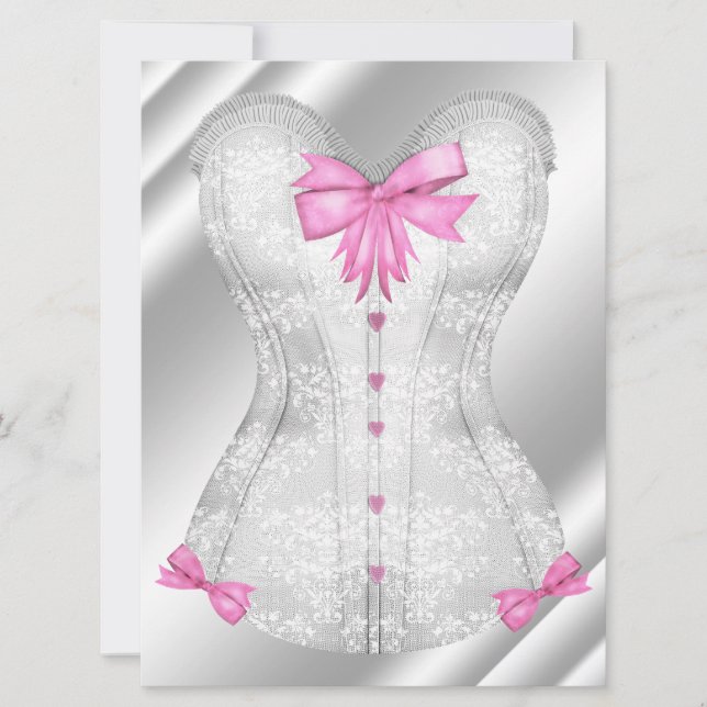 Convites Chuva de lingerie espartilho laços rosa damasco br (Frente)