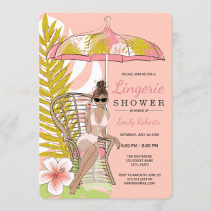 Convites Chuva de Lingerie Tropical Noiva Morena