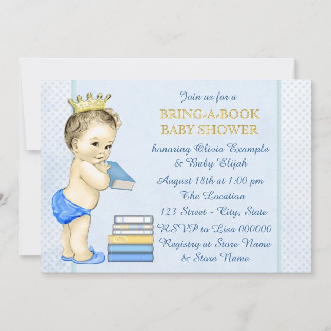 Convites Chuva de Livros para Bebês Meninos (Frente)