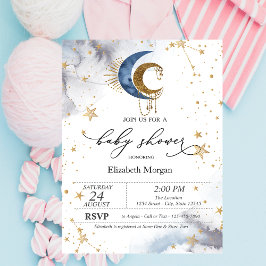 Convites Chuva de Lua Celestial, Estrelas Baby Shower