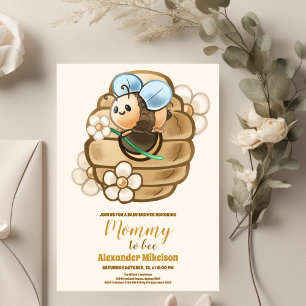 Convites Chuva de Mel Abelha Amarela Floral Bebê Shower