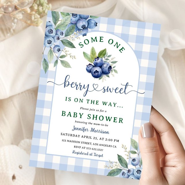 Convites Chuva de Mirtilo para Bebê Menino Berry Sweet (Criador carregado)