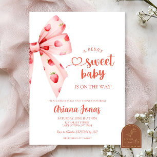 Convites Chuva de morango doce baby shower