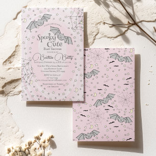 Convites Chuva de Morcegos Rosa - Baby Shower Sinistro e Fo
