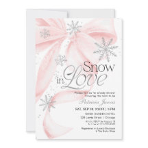 Chuva de Neve com Laço Rosa Baby Shower de Inverno