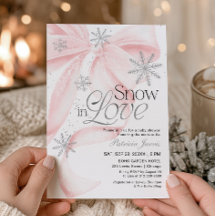 Chuva de Neve com Laço Rosa Baby Shower de Inverno