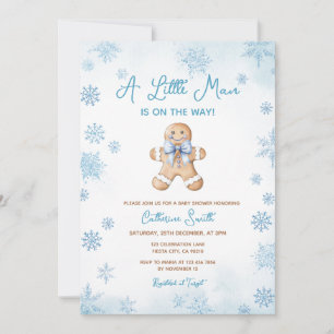 Convites Chuva de Neve Homem Pequeno Azul Festa de Bebê Bol