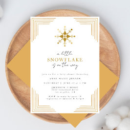 Convites Chuva de Neve Infantil Minimalista Elegante Dourad
