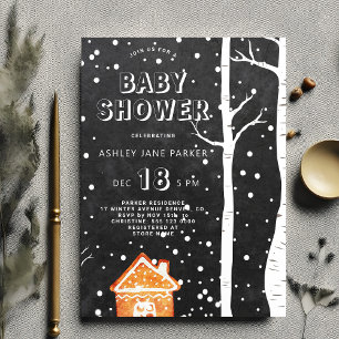 Convites Chuva de neve no bosque de inverno baby shower