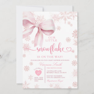 Convites Chuva de Neve Rosa Festa de Baby Shower de Inverno