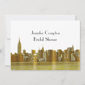 Convites Chuva de Noiva 01 Etched Wht NYC Skyline Dourado