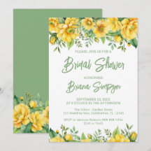 Chuva de Noiva Amarela Sage Verde Floral