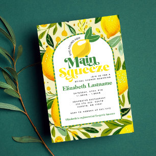 Convites Chuva de Noiva Amarelo Limão Moderno Squeeze Princ