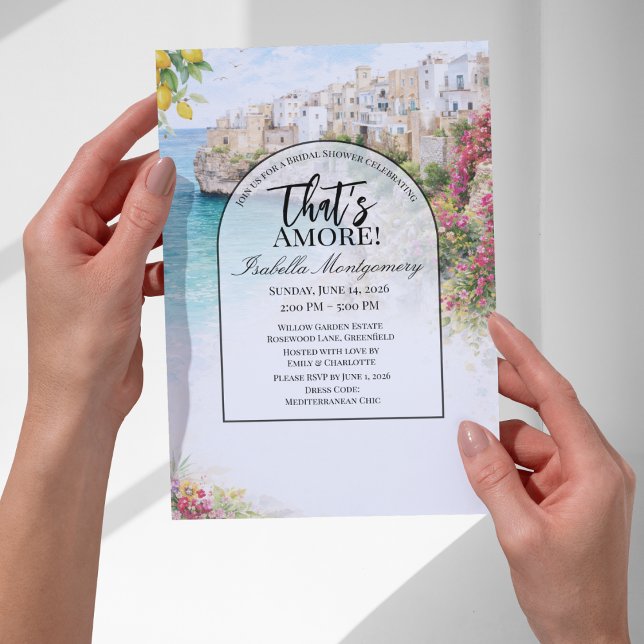 Convites Chuva de Noiva Amor Que É Isso Polignano Mare Ital (Italian Polignano Mare That’s Amore Bridal Shower Invitations
)