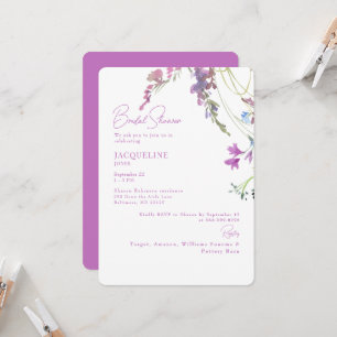Convites Chuva de Noiva Aquarela Flores Silvestres Lavanda