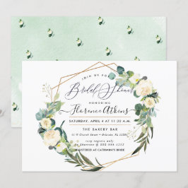 Convites Chuva de Noiva Aquarela Rústica Flores de Alabastr