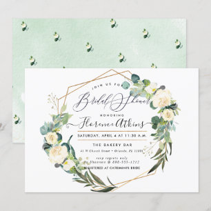 Convites Chuva de Noiva Aquarela Rústica Flores de Alabastr