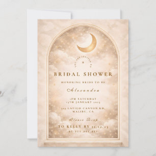 Convites Chuva de Noiva Arco da Lua Dourada Celestial