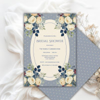 Chuva de Noiva Azul e Creme com Bolinhas Florais E