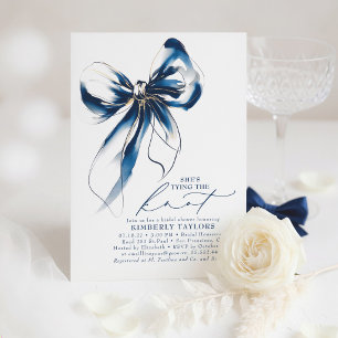 Convites Chuva de Noiva Azul e Dourado Elegante e Caprichos