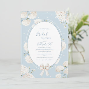Convites Chuva de Noiva Azul Floral de Hortênsia Elegante