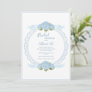 Convites Chuva de Noiva Azul Floral de Hortênsia Elegante