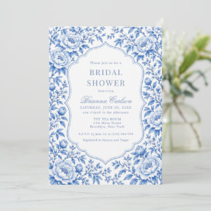 Convites Chuva de Noiva Azul Poeirento Branco Chinoiserie F