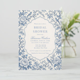 Convites Chuva de Noiva Azul Poeirento Branco Chinoiserie F