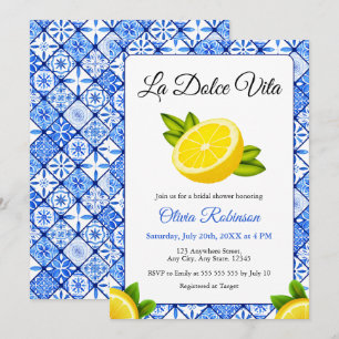 Convites Chuva de Noiva Azul Telha Italiana La Dolce Vita