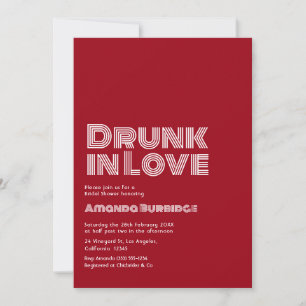 Convites Chuva de Noiva Bebado de Amor em Script Vermelho V