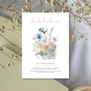 Convites Chuva de Noiva Boho Flor Silvestre Aquarela