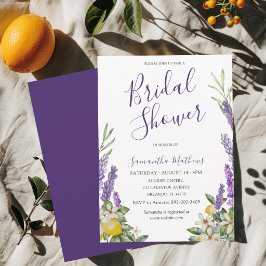 Convites Chuva de Noiva Boho Limões e Lavanda Aquarela